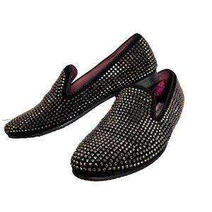 STEVE MADDEN Caviarr Men's 9.5 Black Rhinestone Studded Loafers